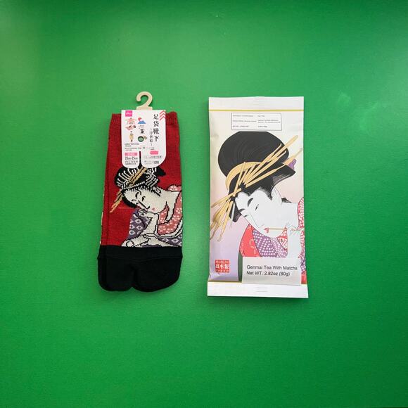 Tabi Red Black Socks Genmai Matcha Vintage Kimono Japan Baddie Maison Margiela - Picture 1 of 9